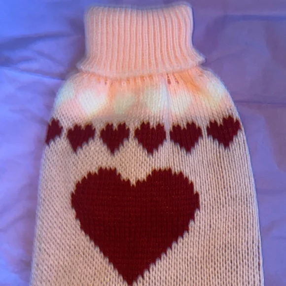 Pink Dog Sweater with hearts Small - Picture 2 of 7